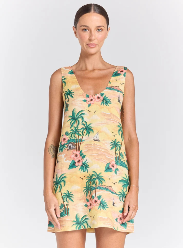 Islamorada 100% Linen Sundreamer Dress - Sunrise