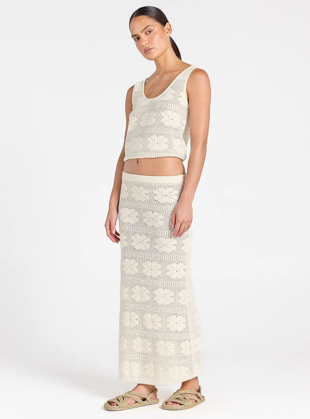 Fleur Knit Sunrise Top - Vanilla