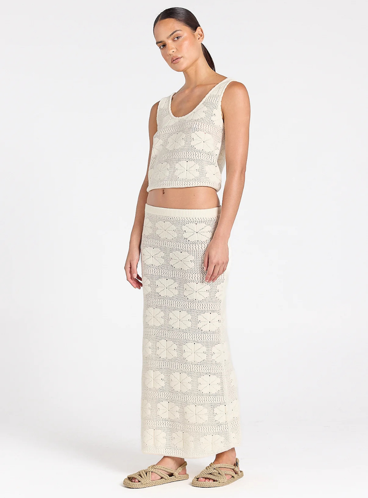 Fleur Knit Sunrise Top - Vanilla