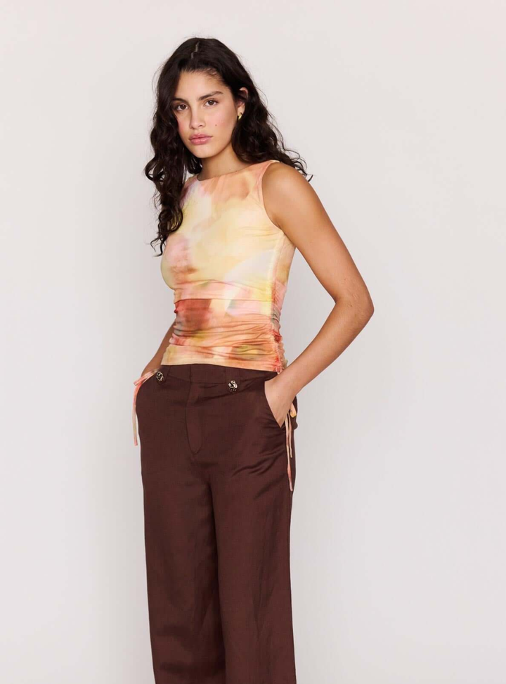 Aria Drawstring Top - Watercolour Floral