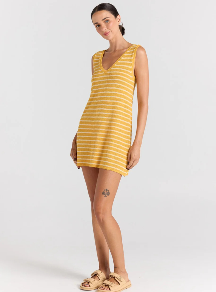 Surfside V Knit Dress - Sunshine