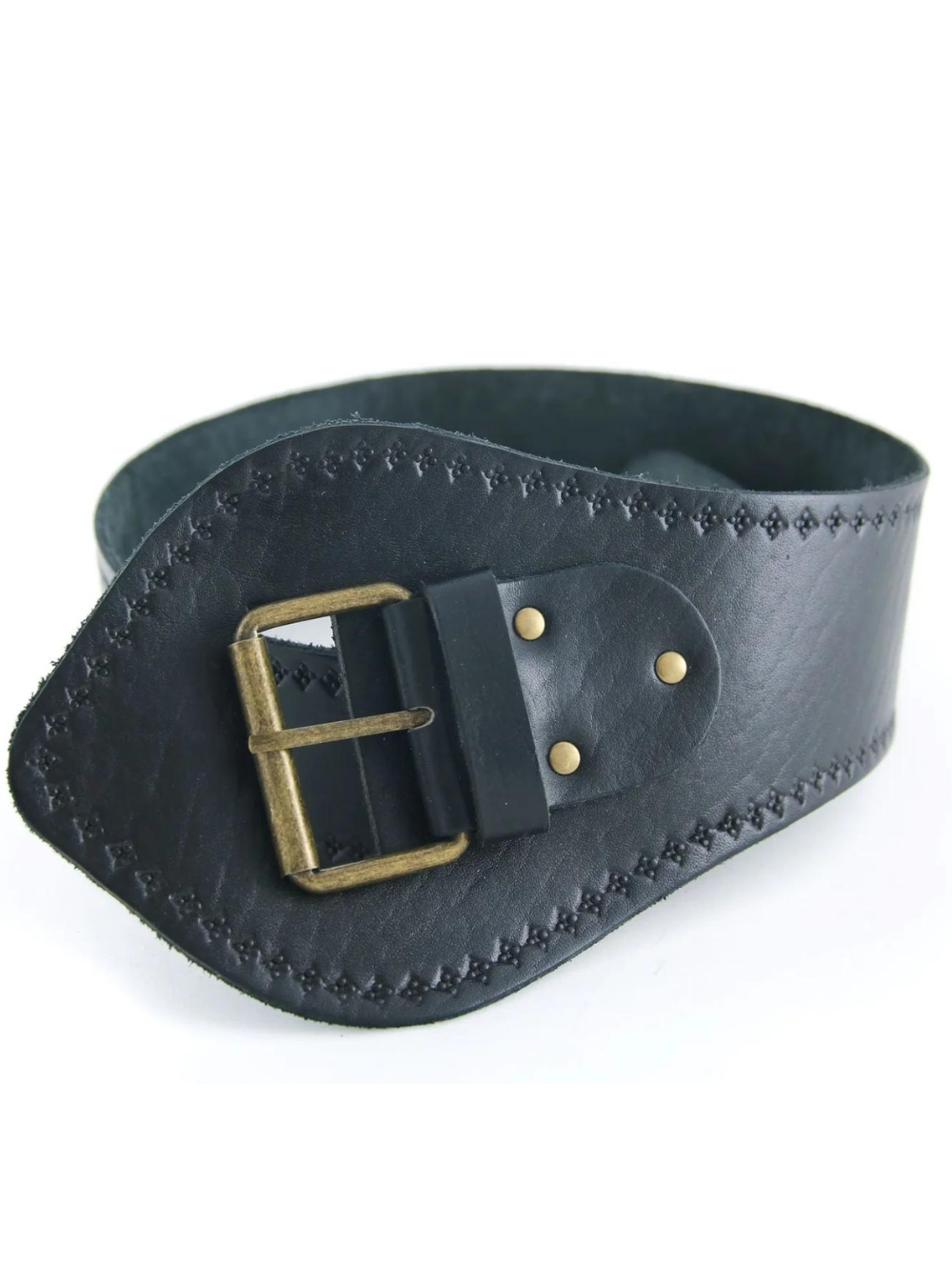 Babushka Wide Leather Belt - Black
