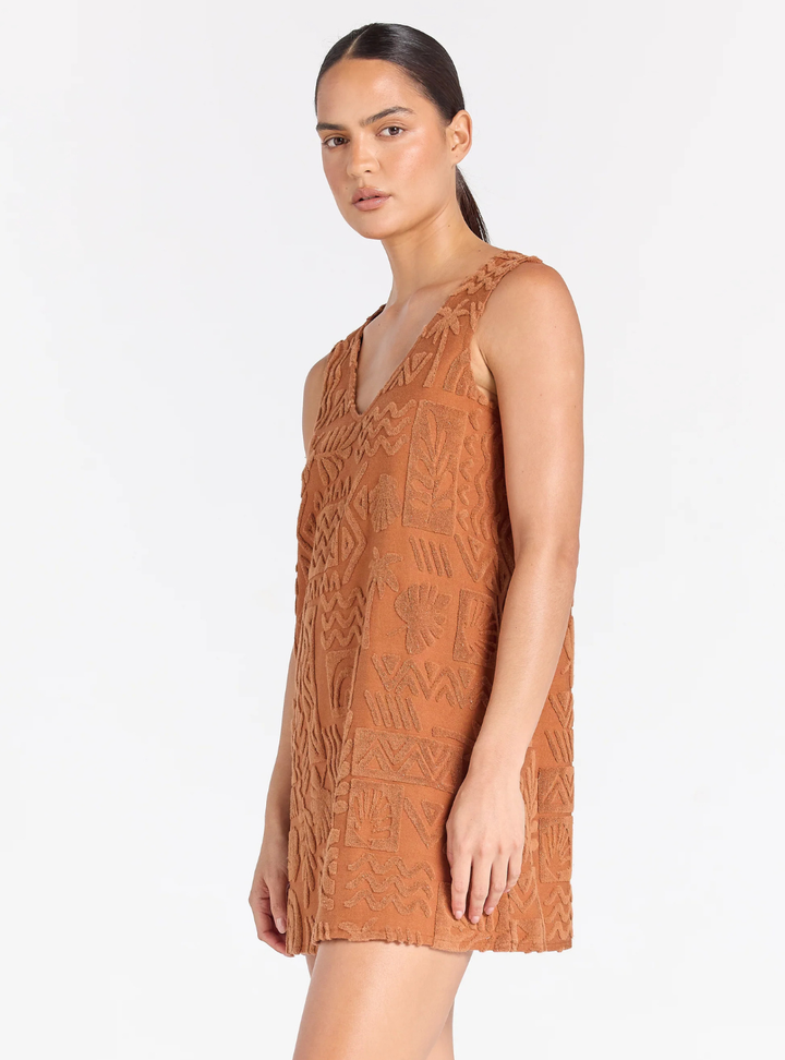 Mai Tai V Tunic Towelling Dress - Cinnamon