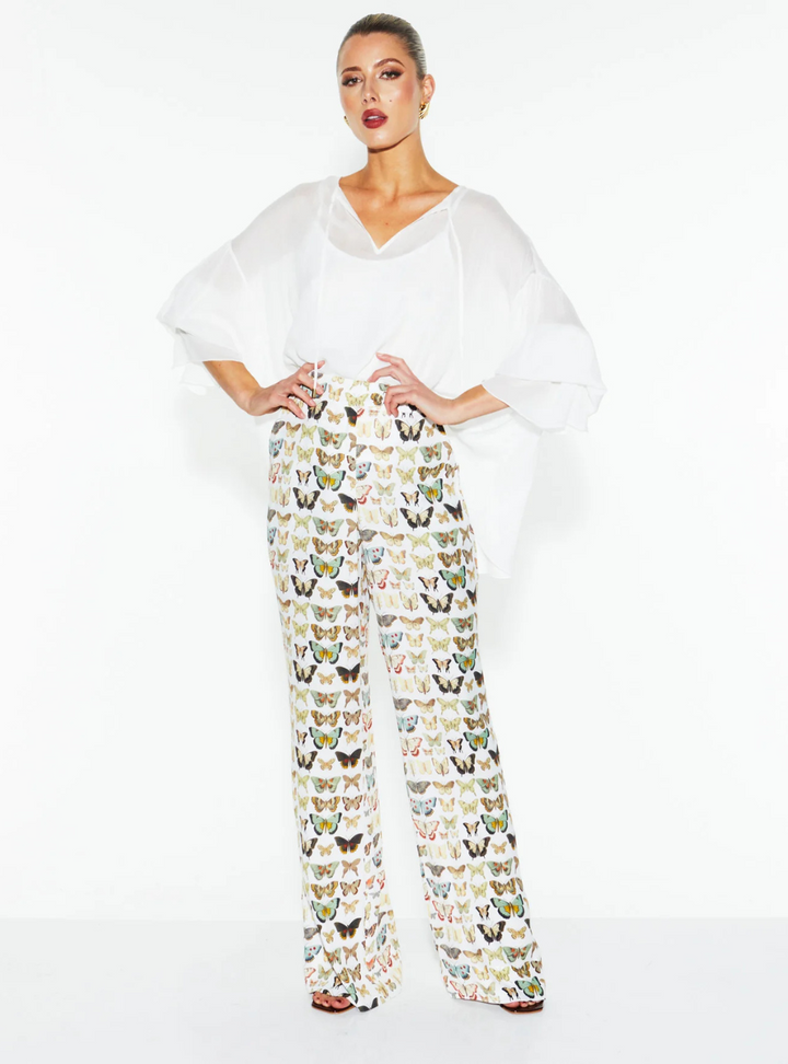 Taking Flight Pant - White Butterfly