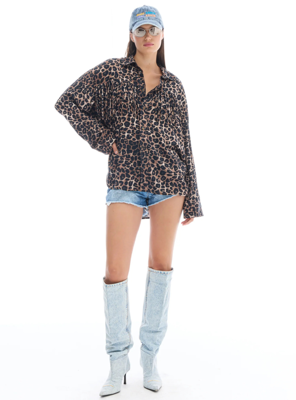 Ibiza Animal Fringed Long Sleeve Shirt