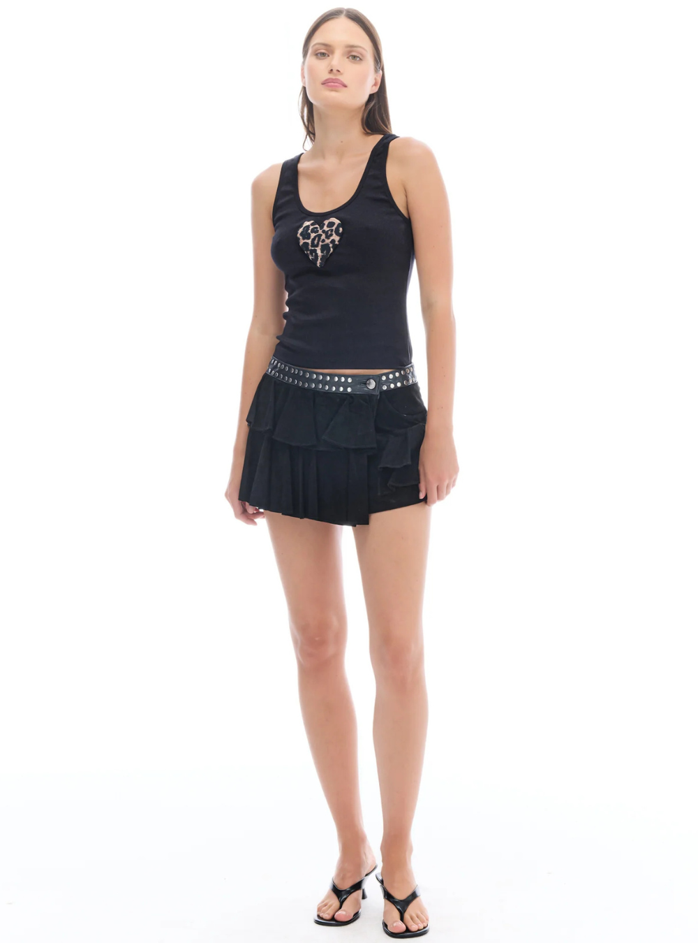 We Love 3D Animal Heart Singlet - Black