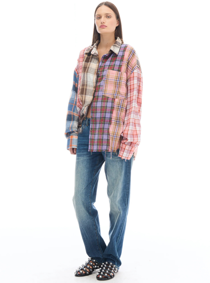 Patchwork Check Flannel Shirt - Multi