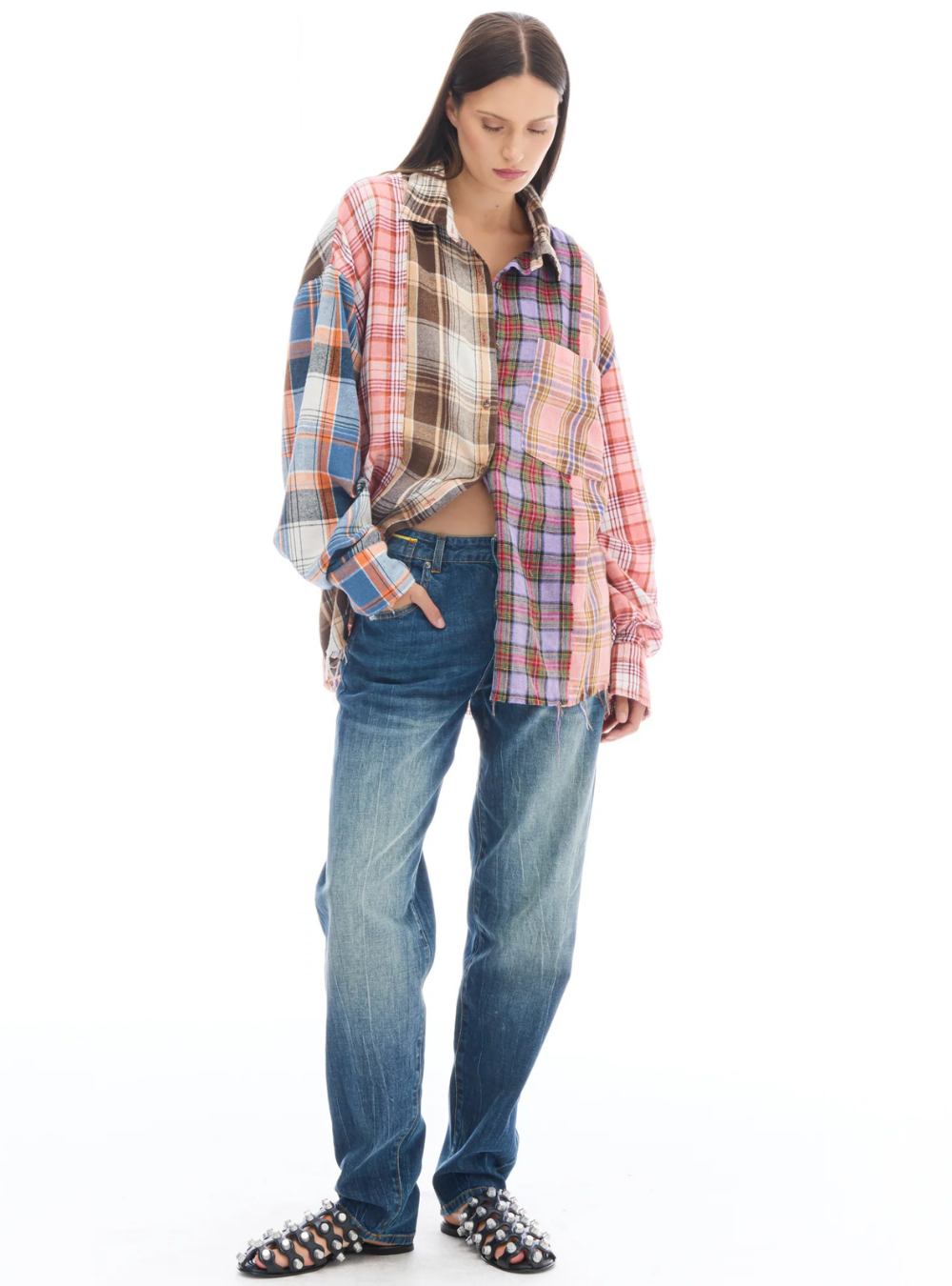 Patchwork Check Flannel Shirt - Multi