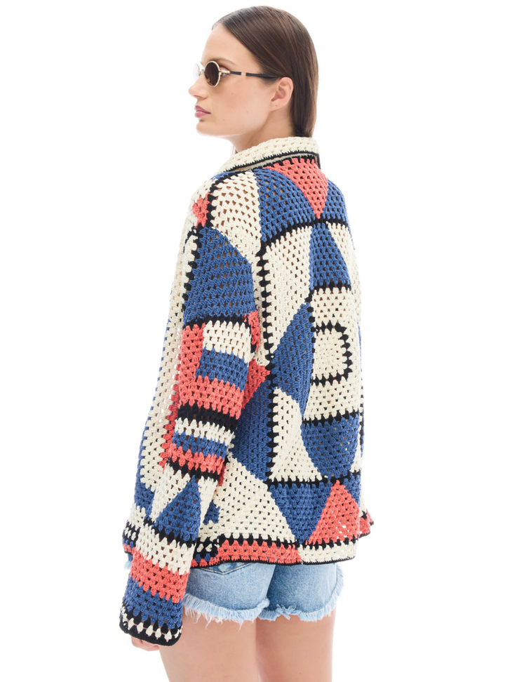 Hand Knitted Crochet Cardigan - Multi