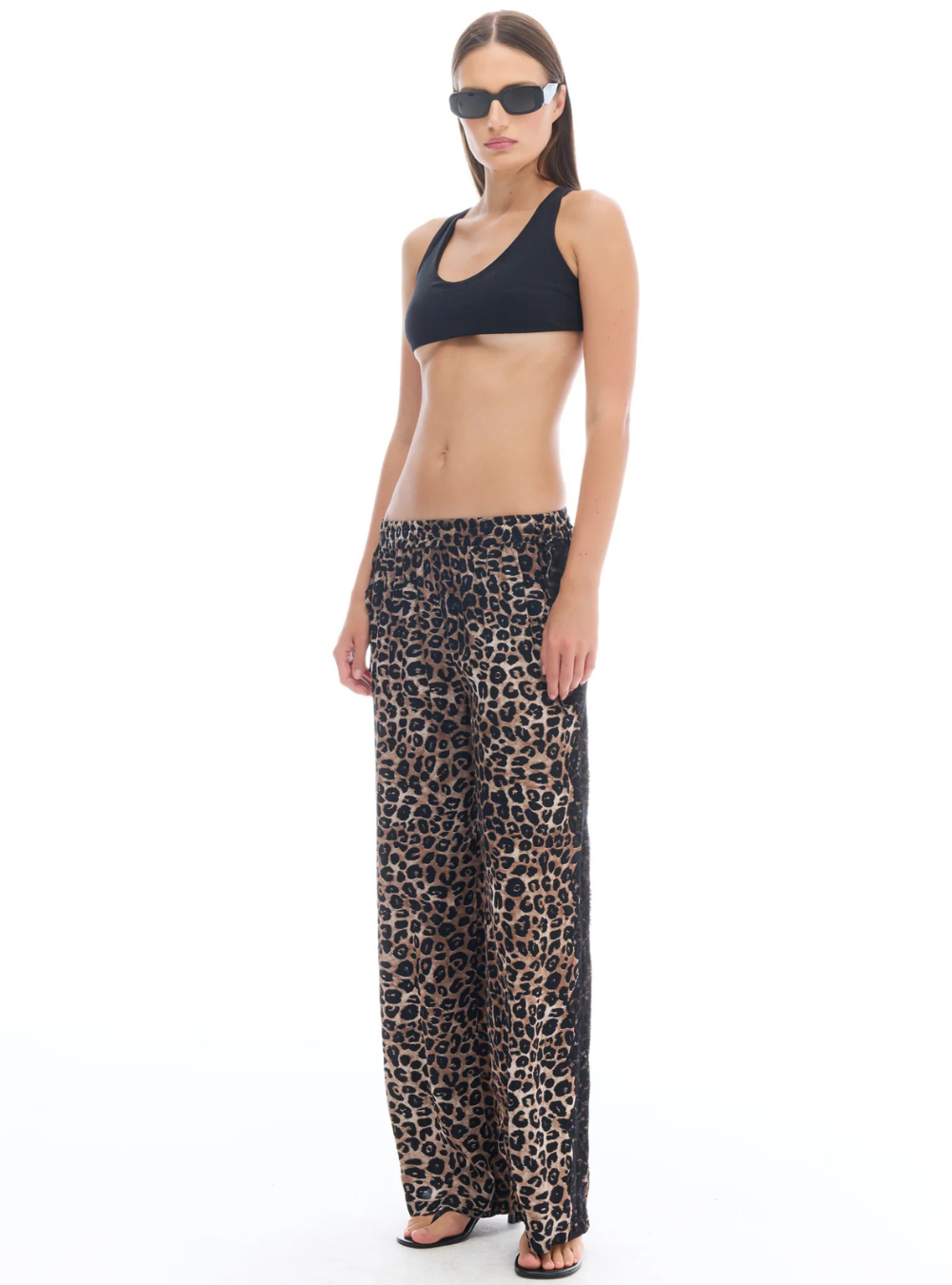 Animal Tuxedo Lace Wide Leg Pants