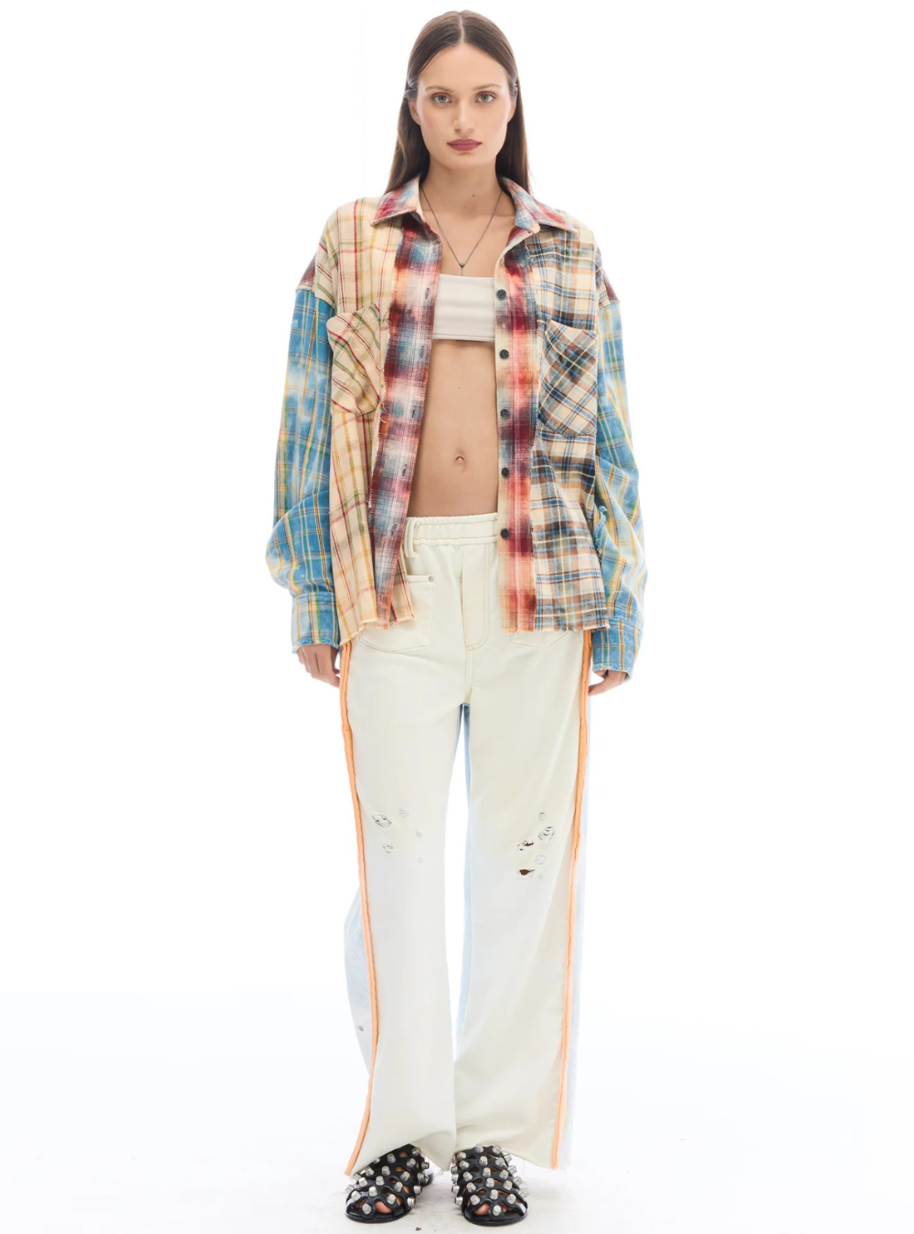 Reworked Panelled Flannel Shirt - Multi