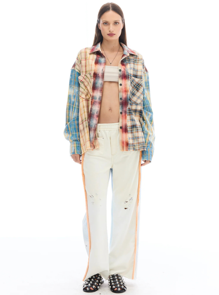 Reworked Panelled Flannel Shirt - Multi