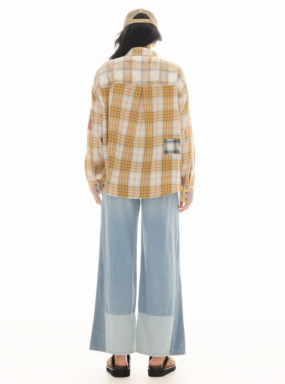 Patched Up Yellow Flannel Western Shirt - Yellow