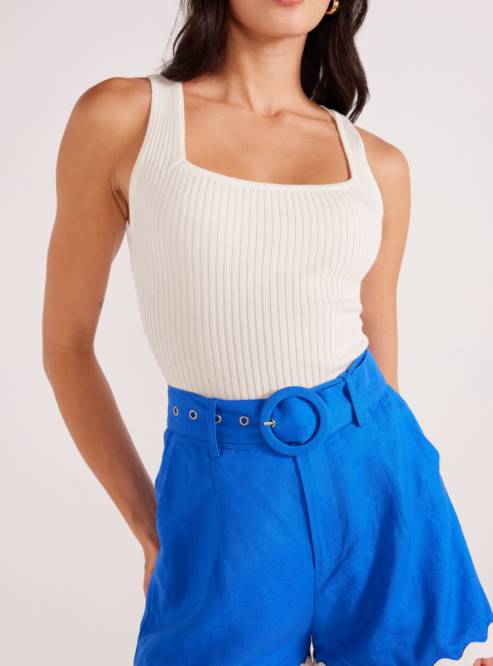 Ellis Keyhole Rib Knit Tank - Ivy