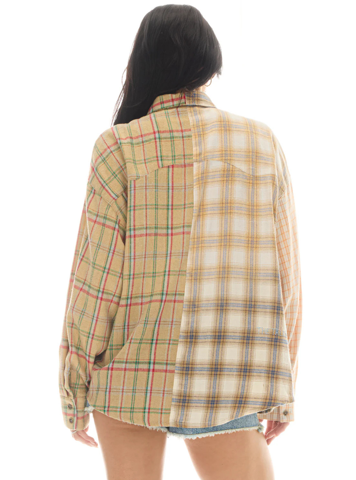 Half N Half Teddy Western Shirt - Cream