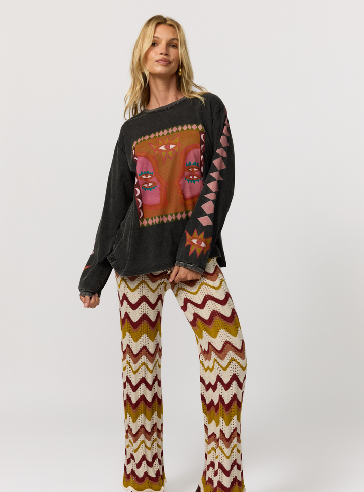 Luna Rosa Long Sleeve Tee - Onyx