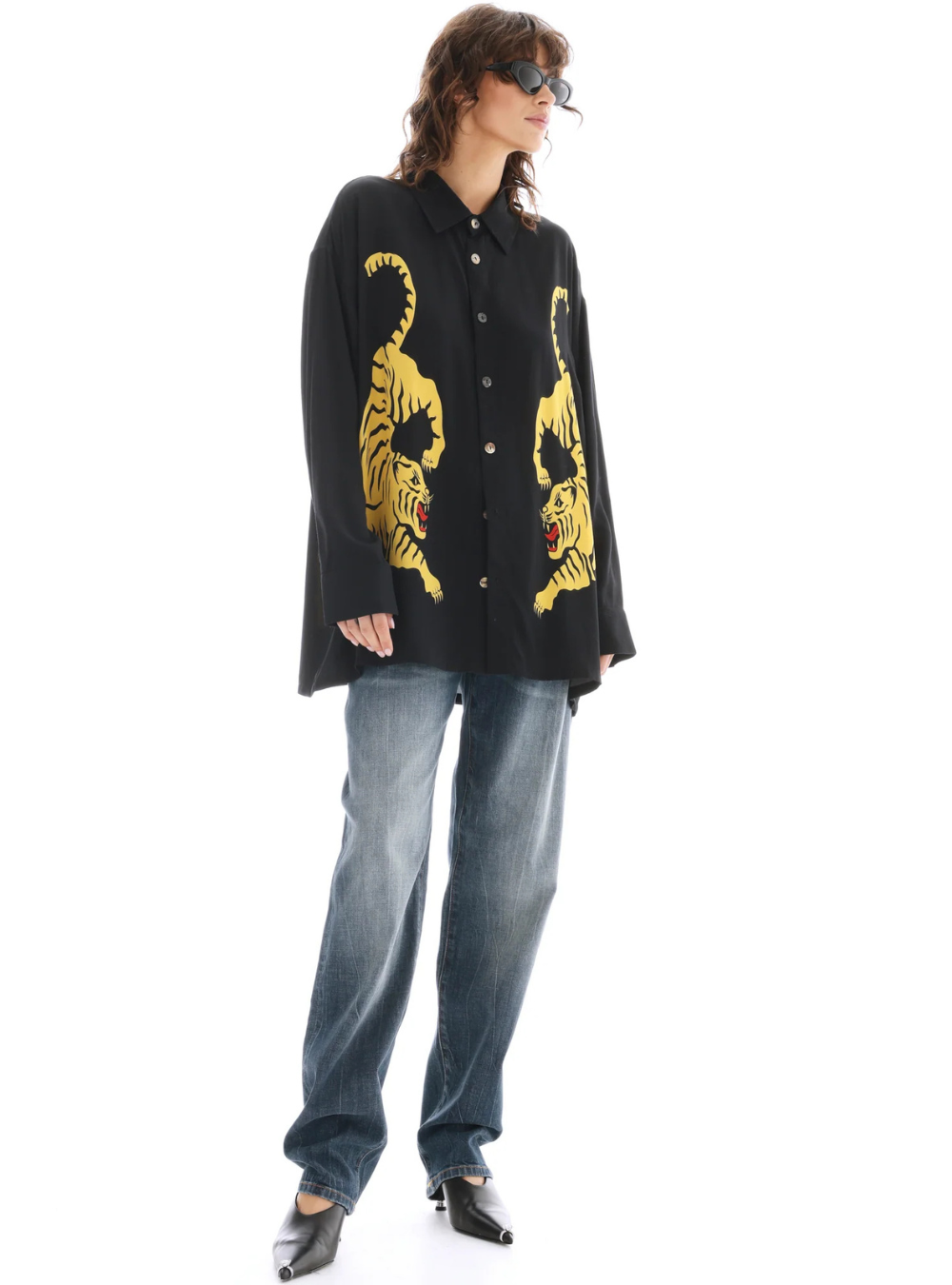 Crouching Tiger Long Sleeve Shirt - Black