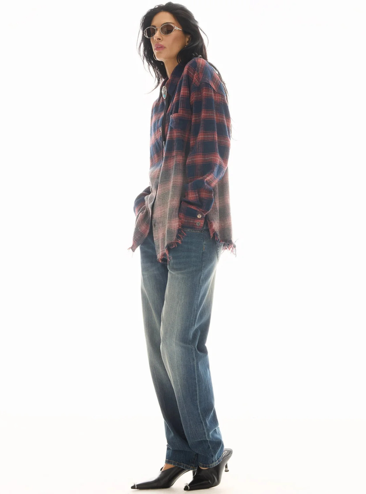 Cutaway Bleached Flannel Shirt - Red