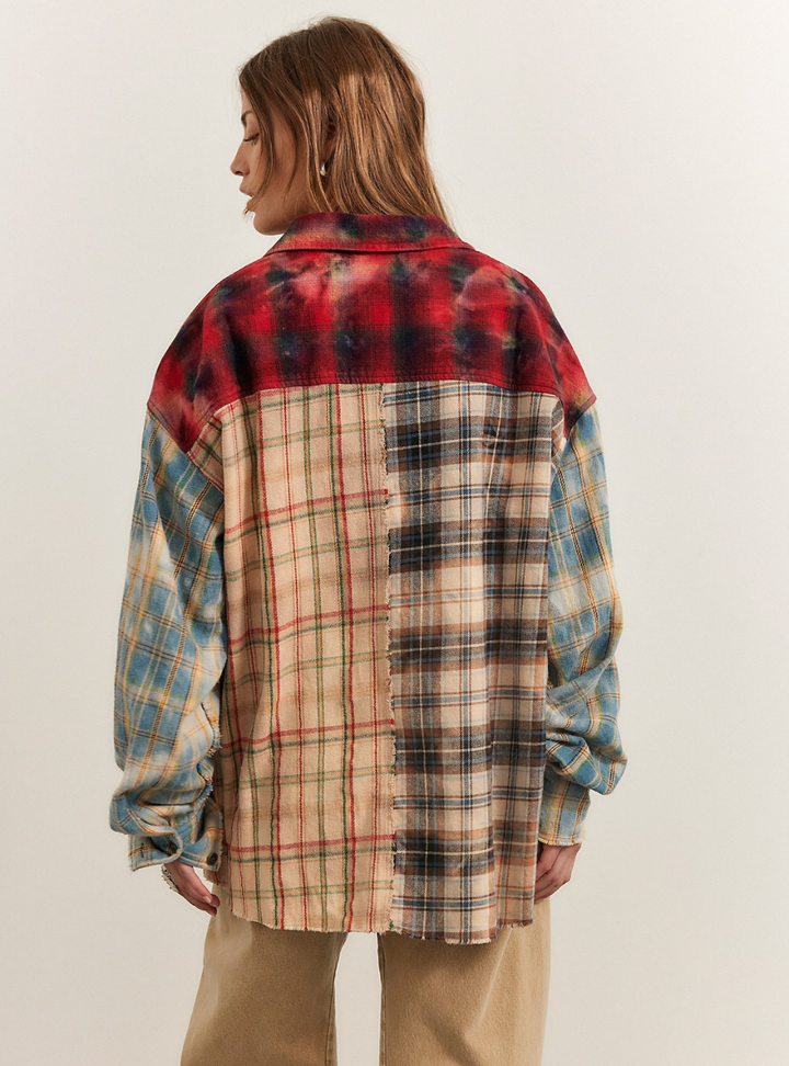 Reworked Panelled Flannel Shirt - Multi