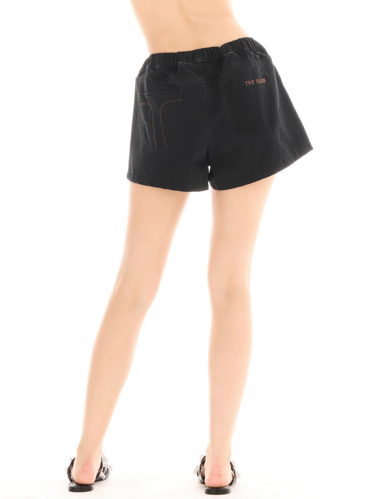 Hailey Pull On Denim Sports Shorts - Washed Black