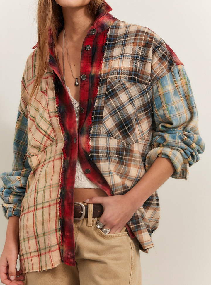 Reworked Panelled Flannel Shirt - Multi
