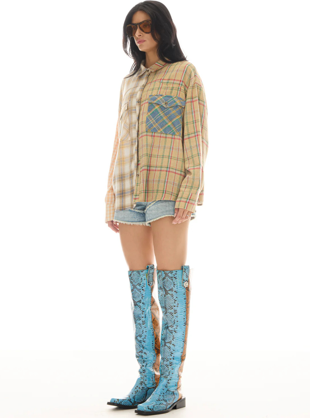 Half N Half Teddy Western Shirt - Cream