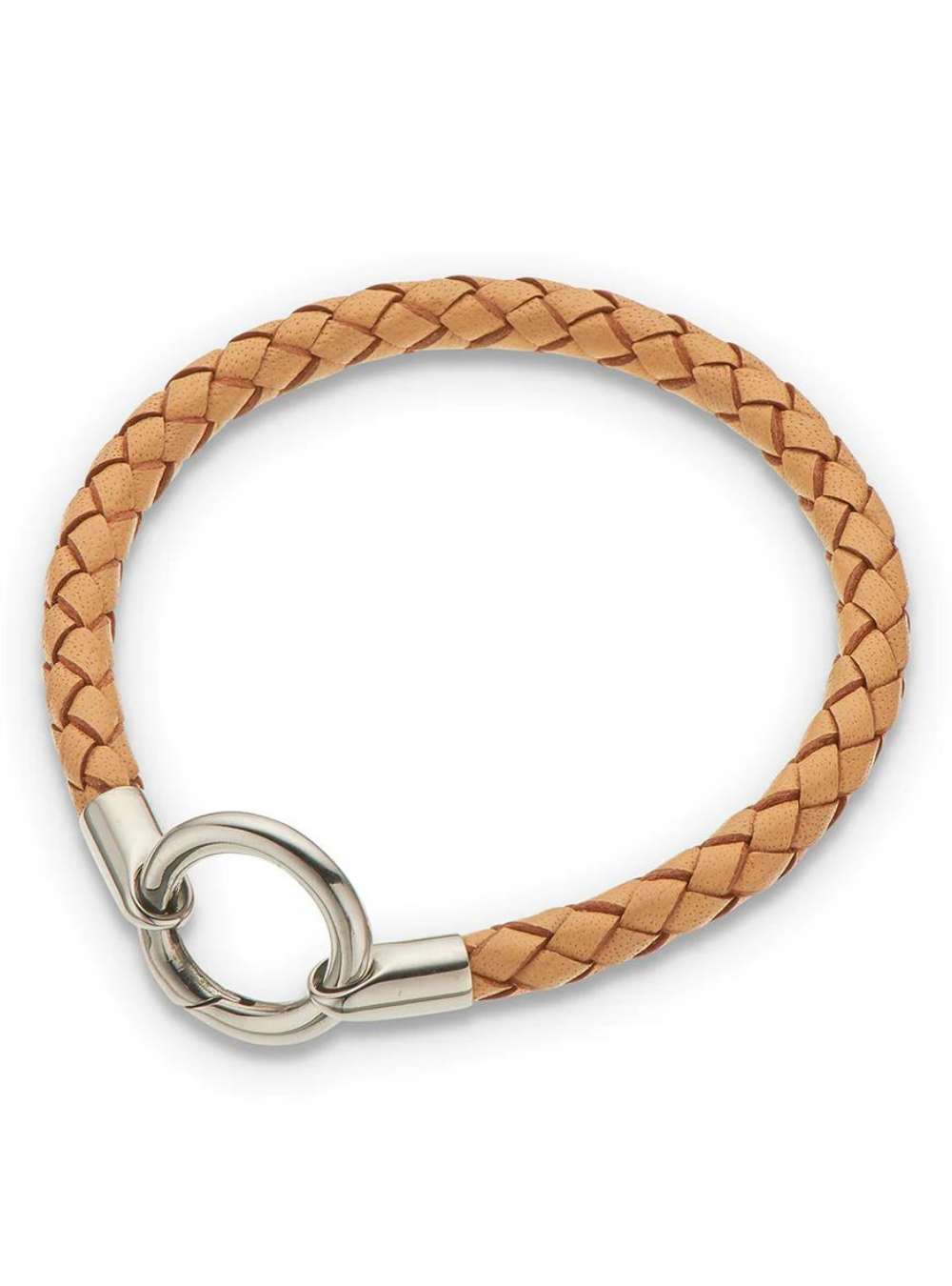 Natural Round Thick Plaited Leather Bracelet