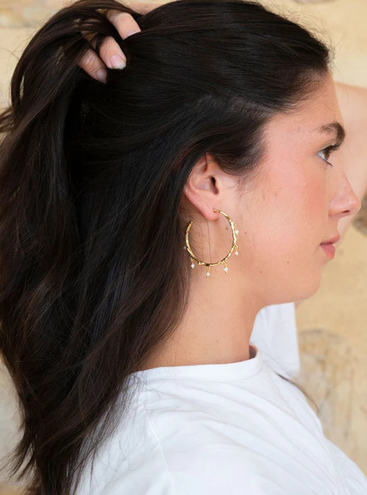 Moonlit Tide Pearl Hoop Earring