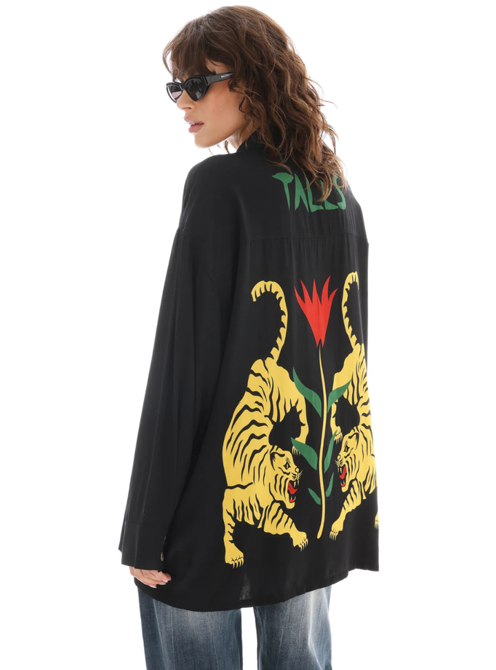 Crouching Tiger Long Sleeve Shirt - Black