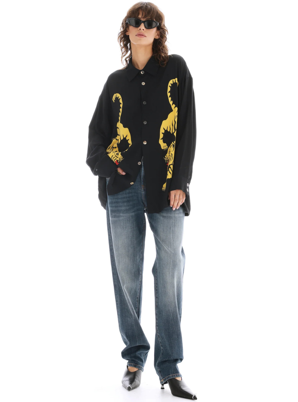 Crouching Tiger Long Sleeve Shirt - Black