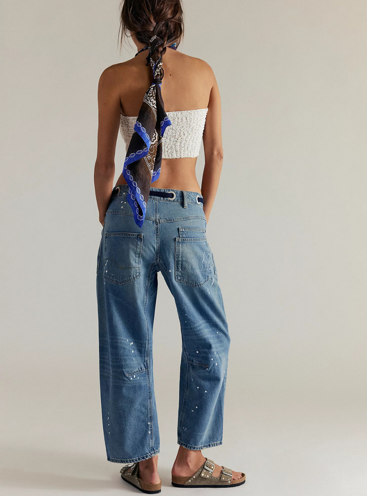 Moxie Pull-On Barrel Jeans - Timeless Blue