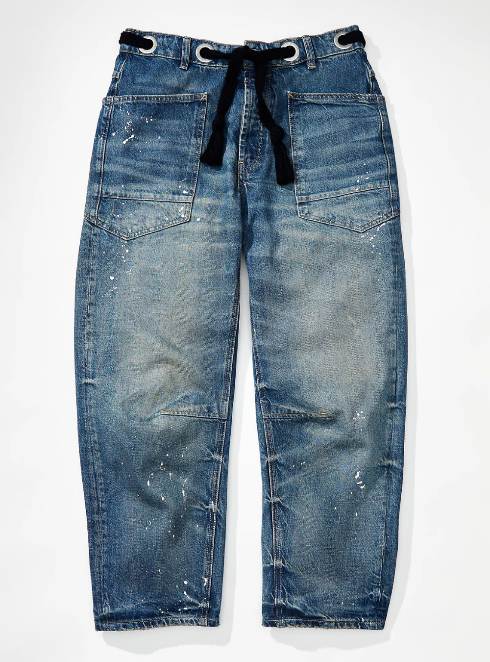 Free People Moxie Pull-On Barrel Jeans - Timeless Blue