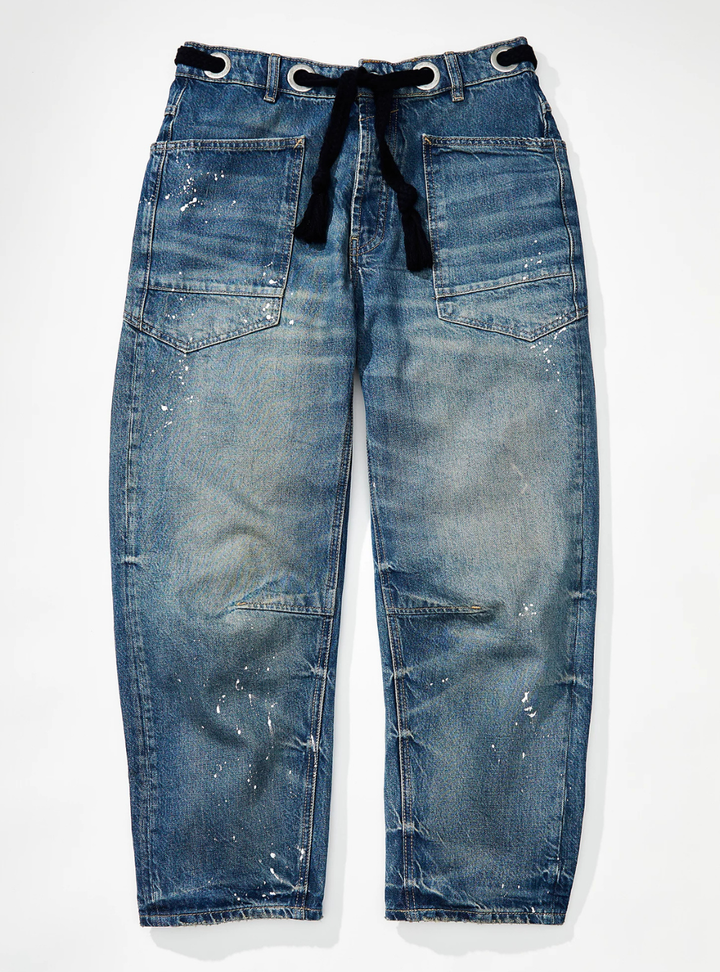Free People Moxie Pull-On Barrel Jeans - Timeless Blue
