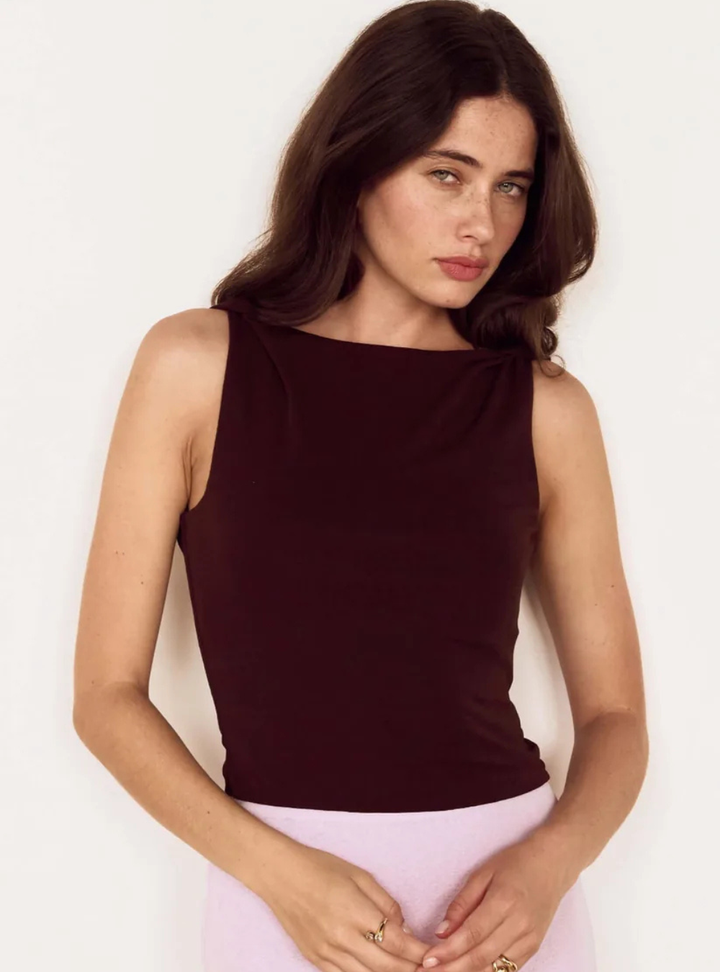 Aster Mesh Top - Chocolate
