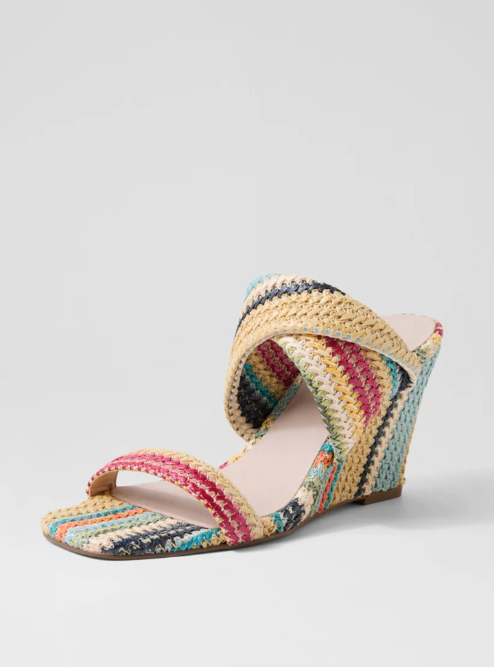 Keater Synthetic Raffia Sandal - Blue Multi