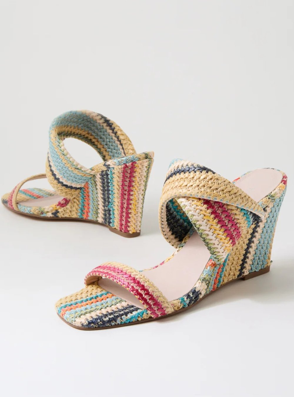 Keater Synthetic Raffia Sandal - Blue Multi