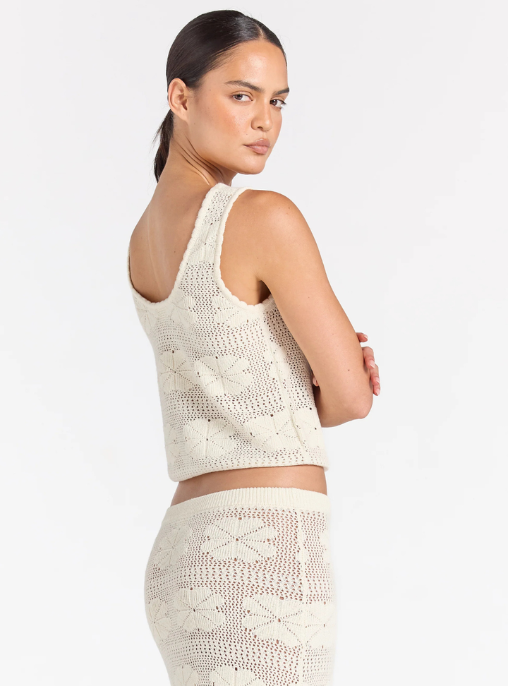 Fleur Knit Sunrise Top - Vanilla