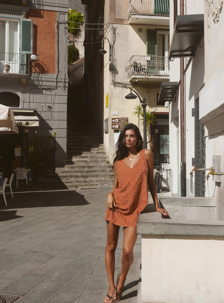 Mai Tai V Tunic Towelling Dress - Cinnamon