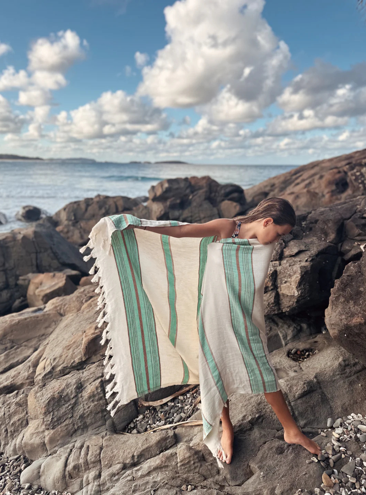Stripe Turkish Towel - Aqua Stripe