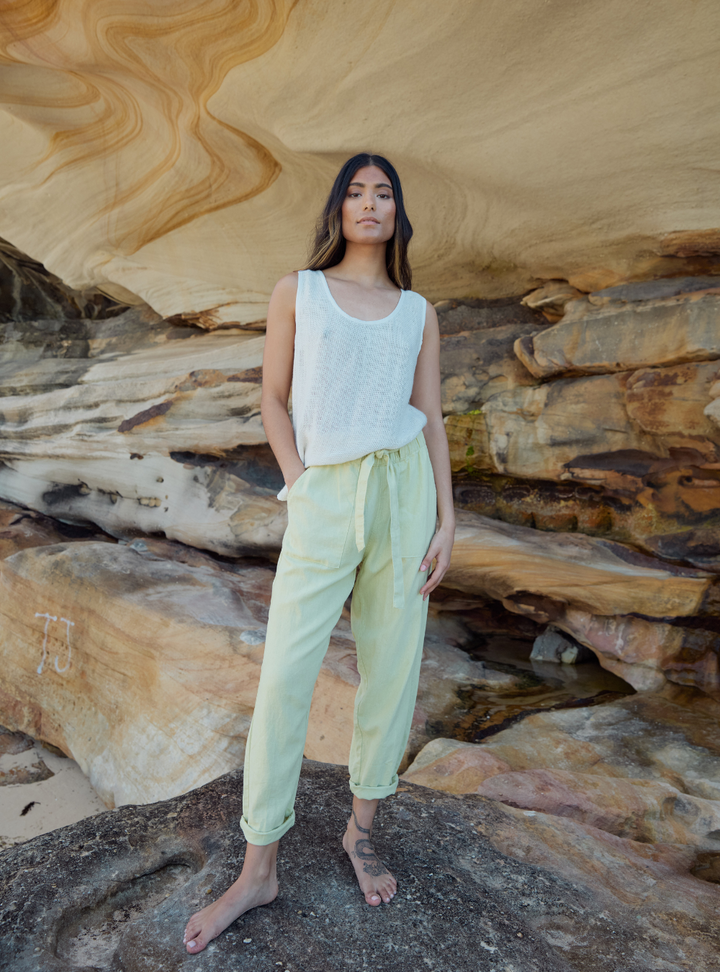 Tuscan Linen Pant - Matcha