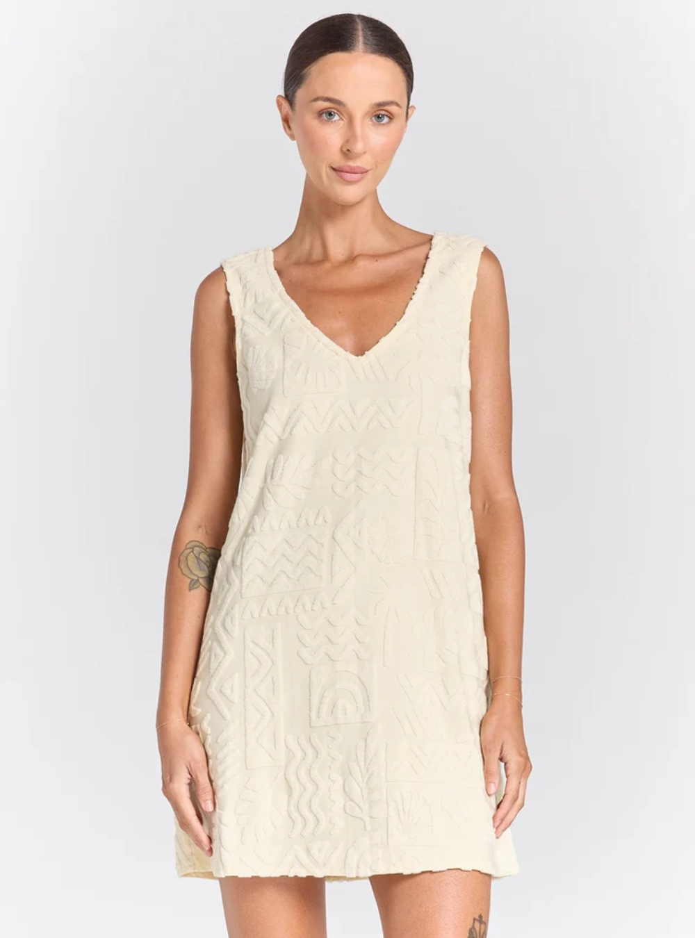 Mai Tai V Tunic Towelling Dress - Pearl