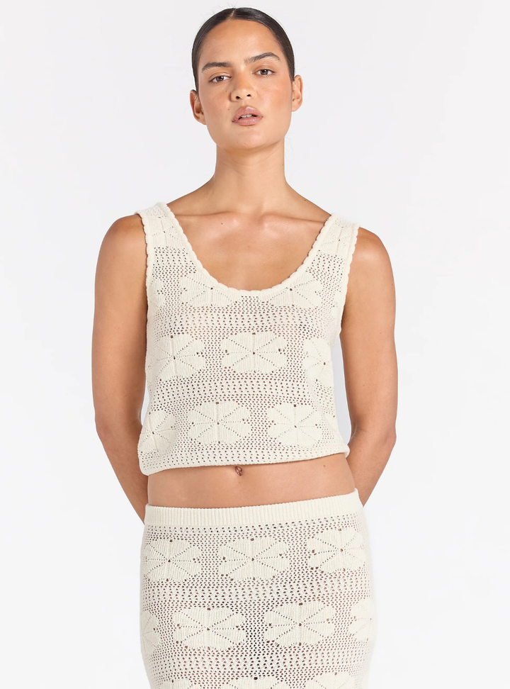 Fleur Knit Sunrise Top - Vanilla