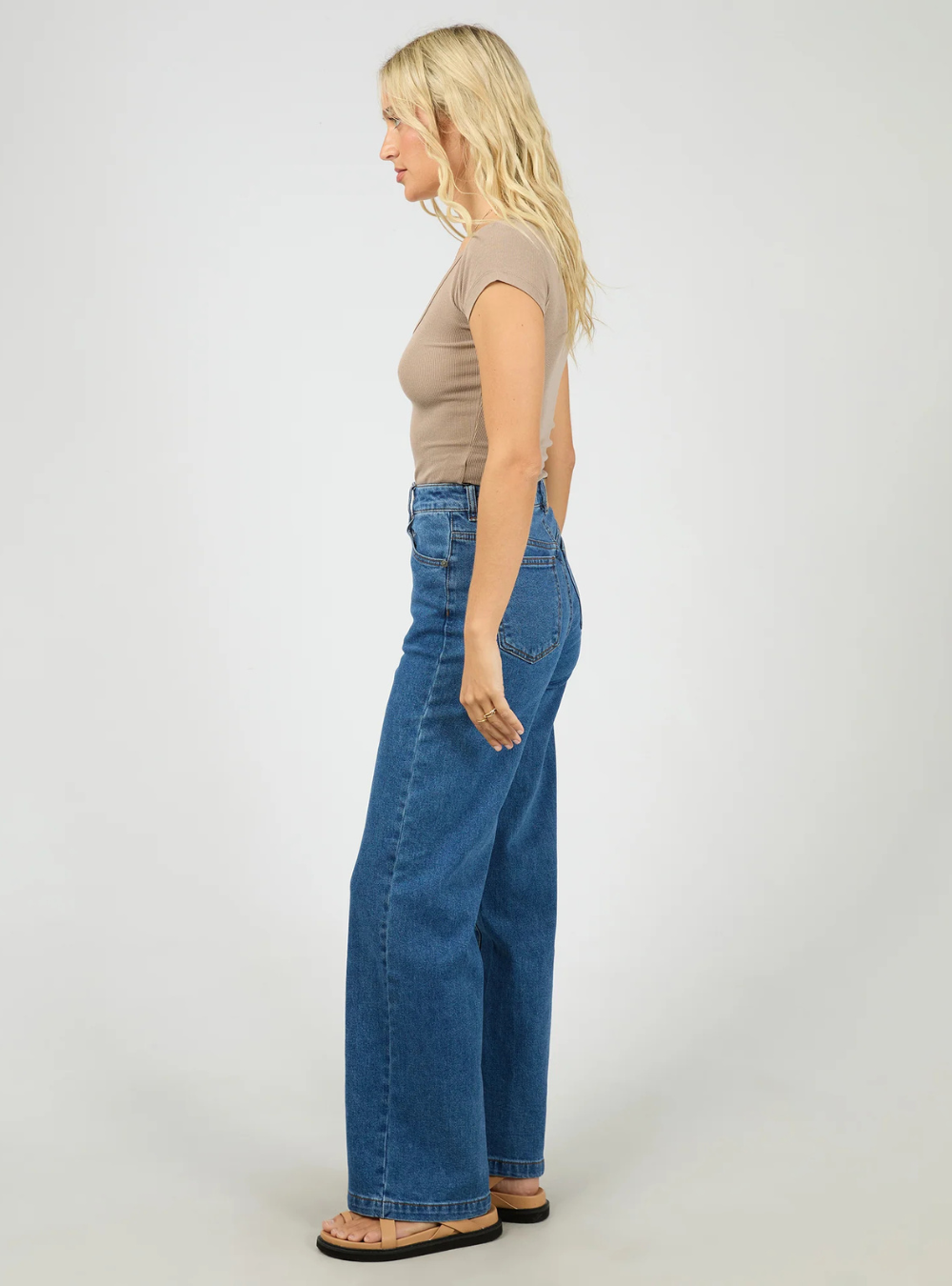 Washed Rib Scoop Neck Tee - Stone