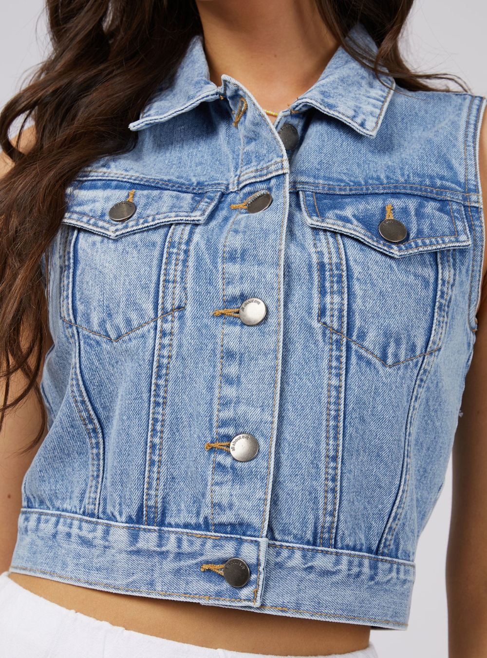 Harper Denim Vest - Light Blue