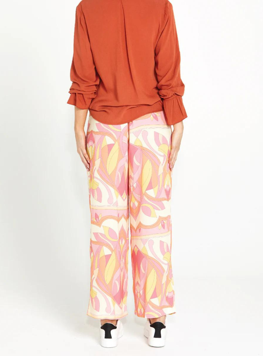 Vivienne Wide Leg Pant - Pink Geo