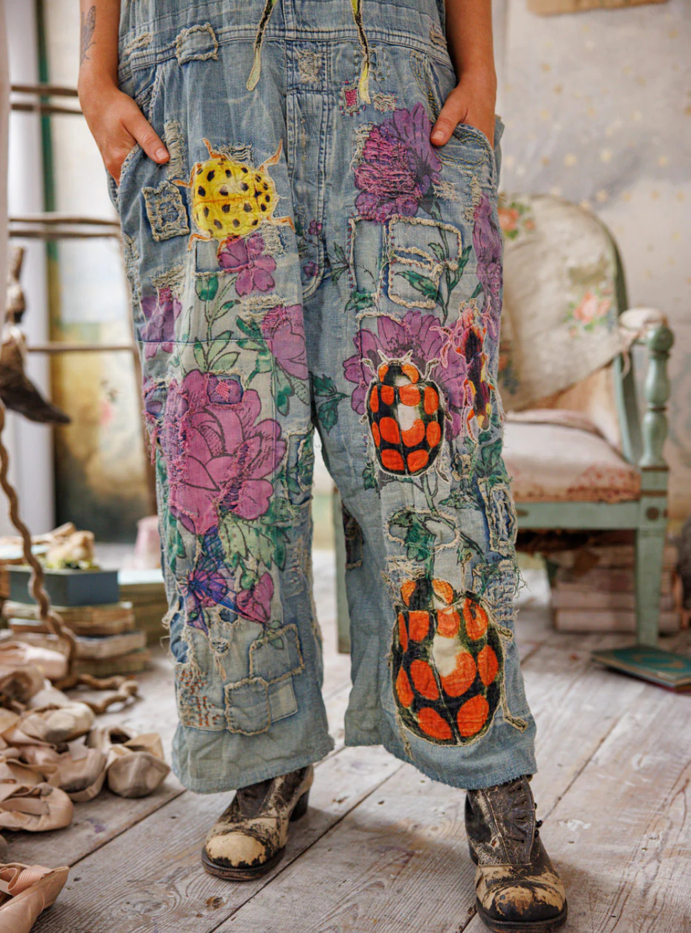 Night Garden Benjamin Wide Leg Overalls - Washed Indigo | PRE-ORDER