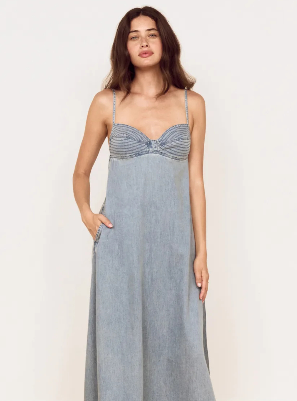 Eden Denim Sundress - Light Denim Wash