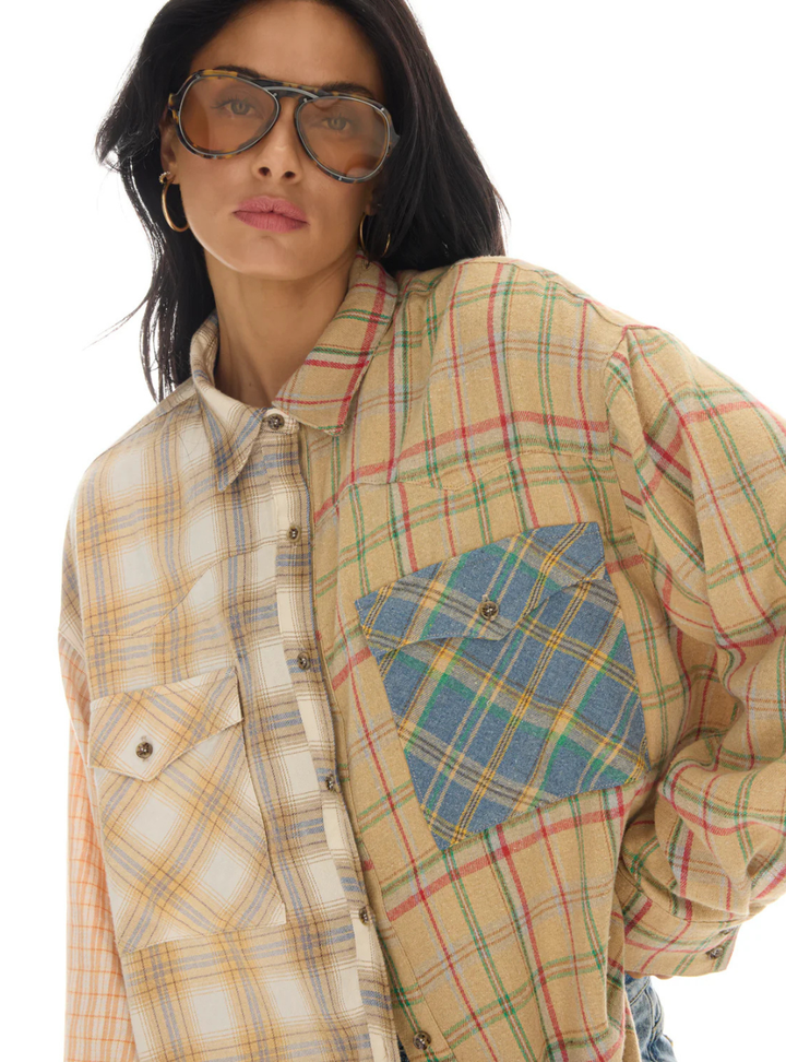 Half N Half Teddy Western Shirt - Cream
