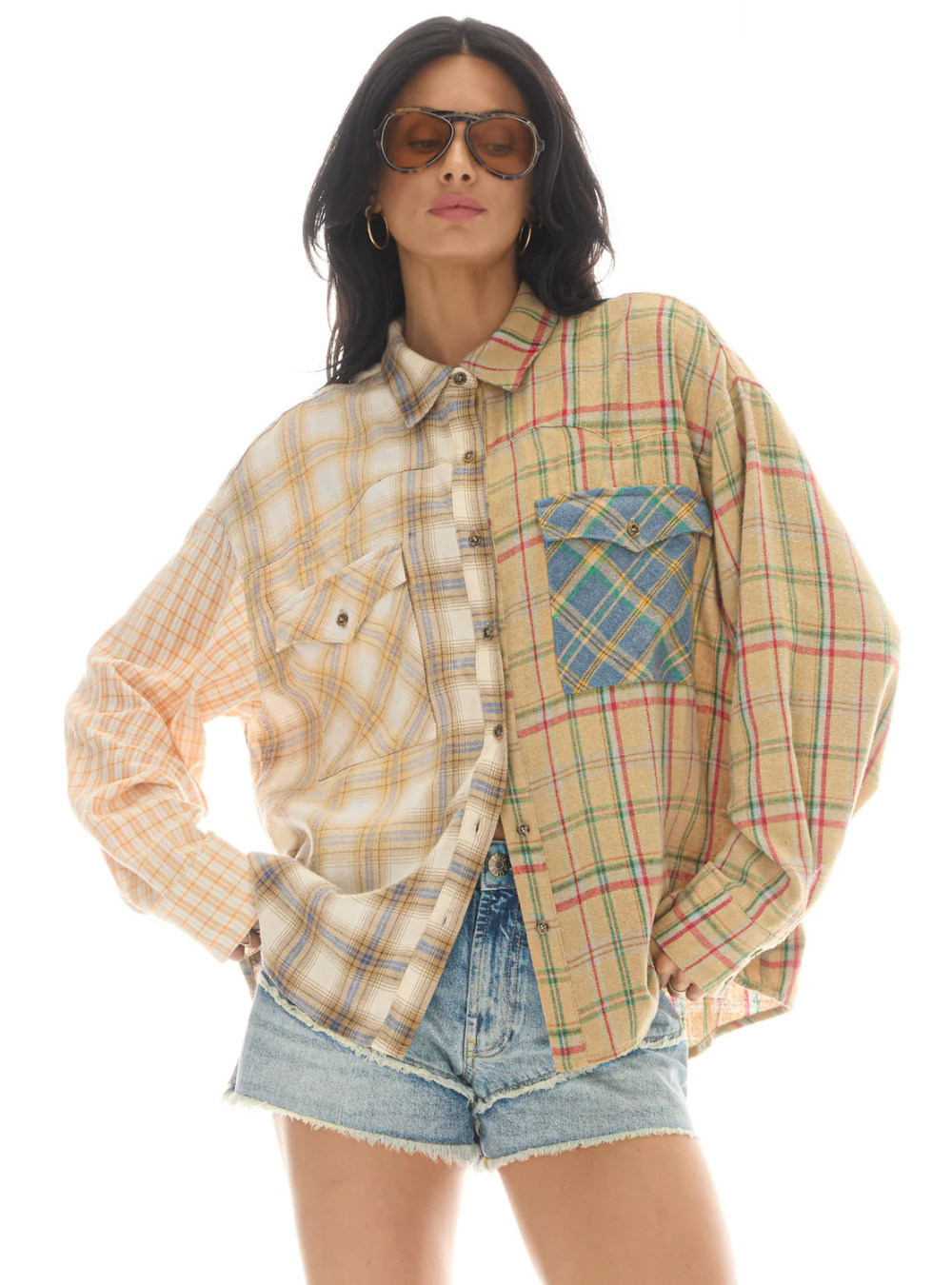 Half N Half Teddy Western Shirt - Cream