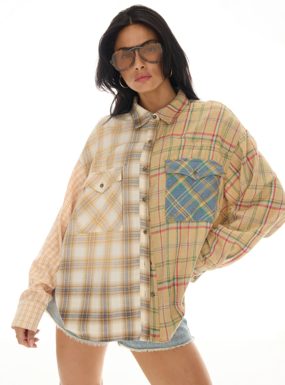 Half N Half Teddy Western Shirt - Cream
